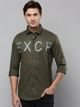 Men Green Printed Casual Shirt-JINATWILL-4733-Olive